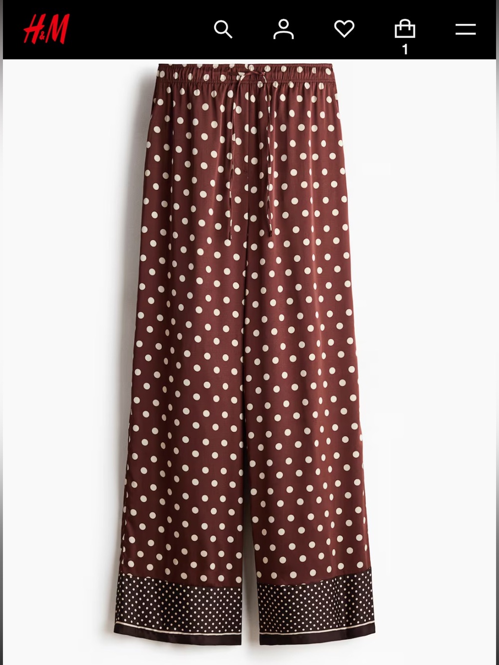 NWT H&M Polka Dot Wide-Leg Pants in Brown/Cream